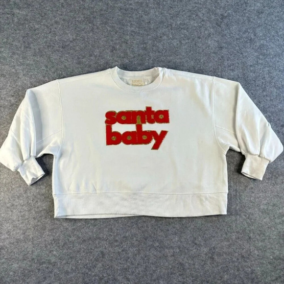 Judith March Womens Sweatshirt Sweater Crew Neck S Santa Baby Fleece White 358 - Picture 1 of 13